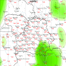 Карта 12-часовых сумм осадков в регионе